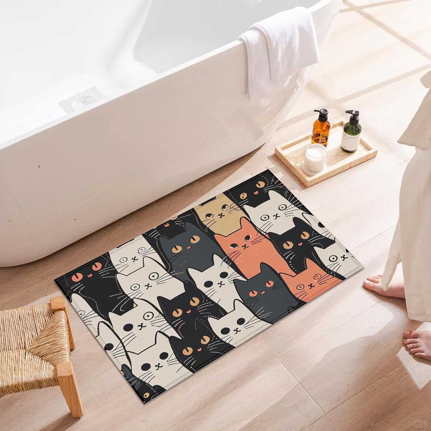 Funny Cat Indoor Door Mat, Outdoor Entrance Doormat for Entryway Kitchen Bathroom 17 X 29 Inch