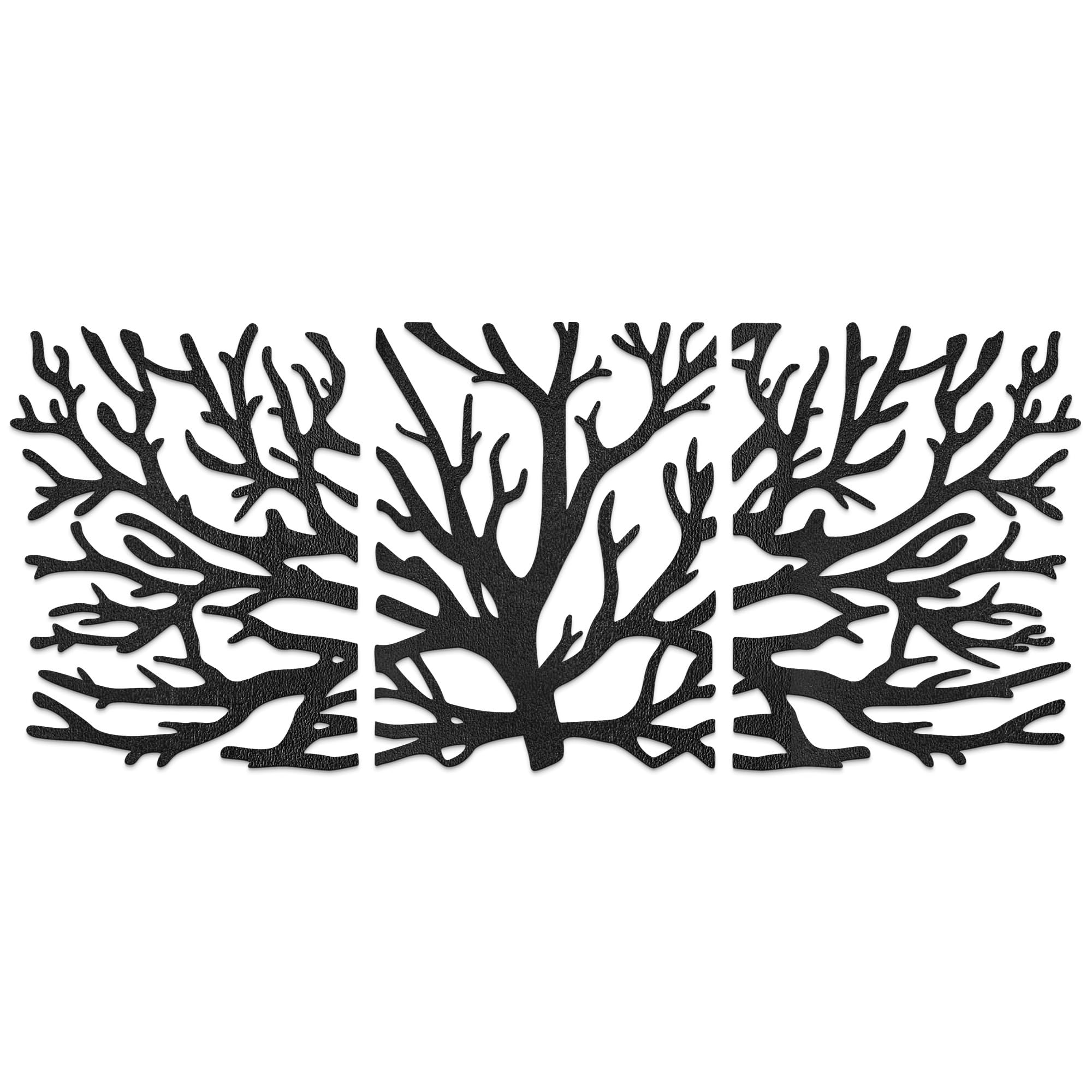 SENTOP HDF0502 Decorazione da parete in legno – Rami, decorazione a parete con 3 pannelli in legno, decorazione naturale in legno per soggiorno, camera da letto e ufficio (80 x 32 cm, nero)