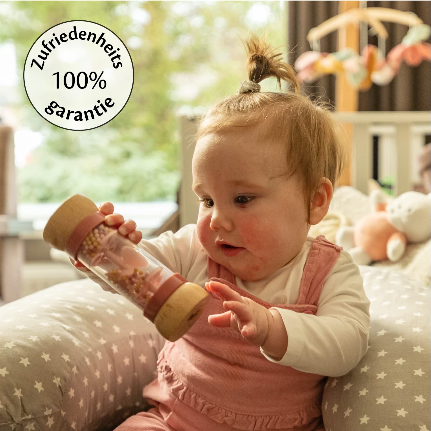 Ella NP-GreyStars - Cuscino per allattare e nutrire comodamente i bambini, poggiatesta imbottito per neonati con rivestimento in cotone rimovibile - grigio con stelle