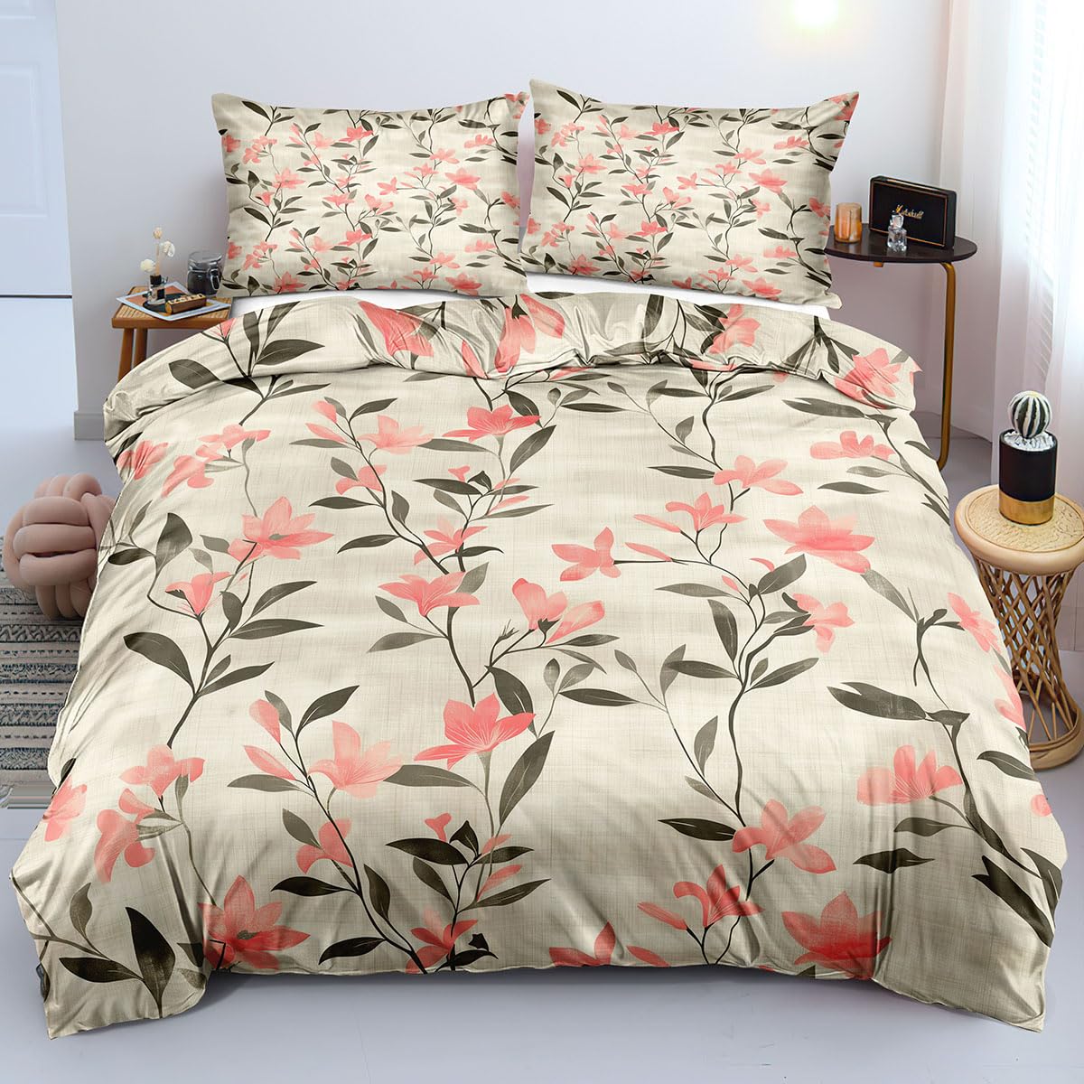 Housse de couette 200x200 à fleurs rustiques pour une chambre de fille ou femme style cottage