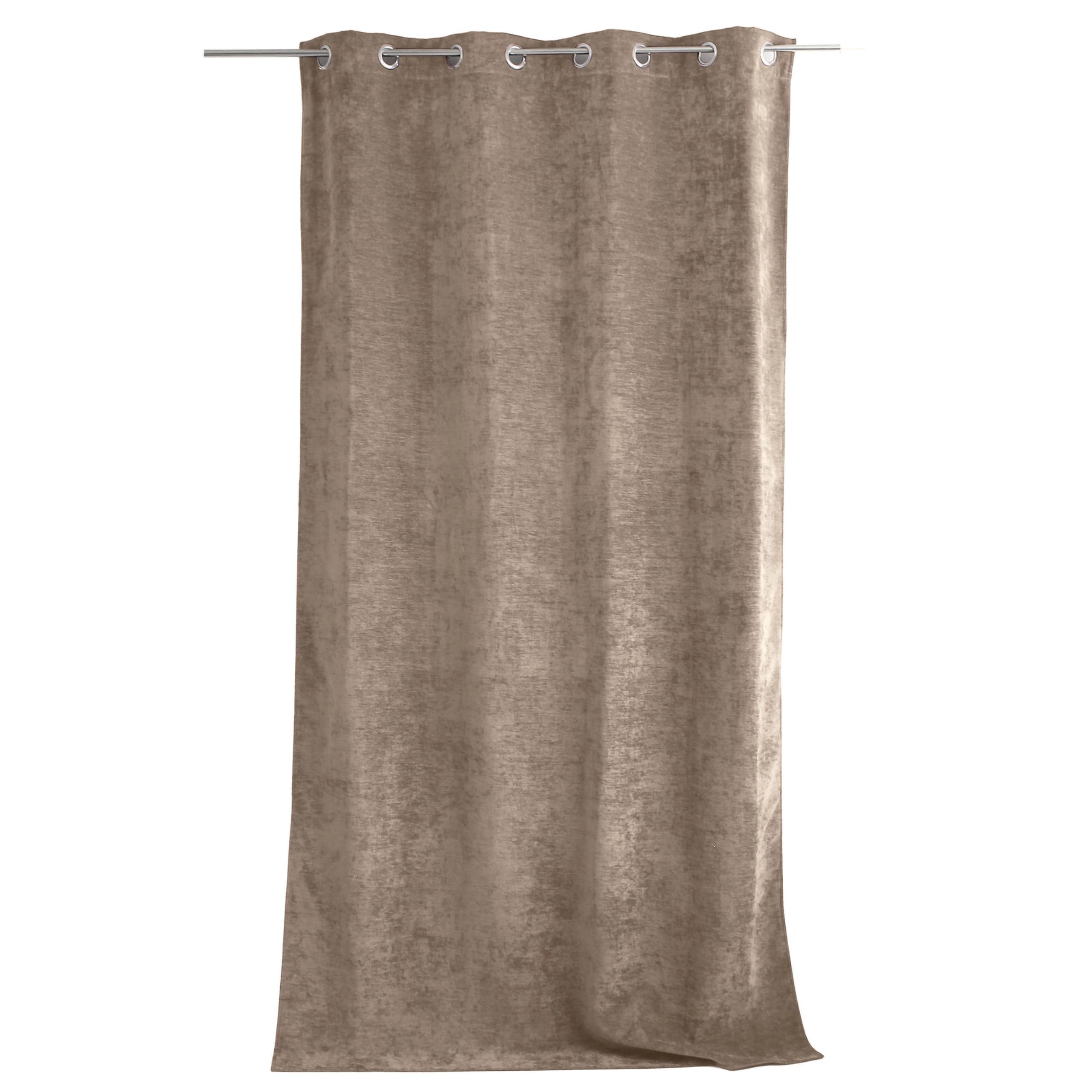 ED ENJOY HOME Rideau Thermique Occultant avec Œillets, Beige Naturel, 140x260cm, 100% Polyester, Velours, Doublure Polaire, Collection Velvet