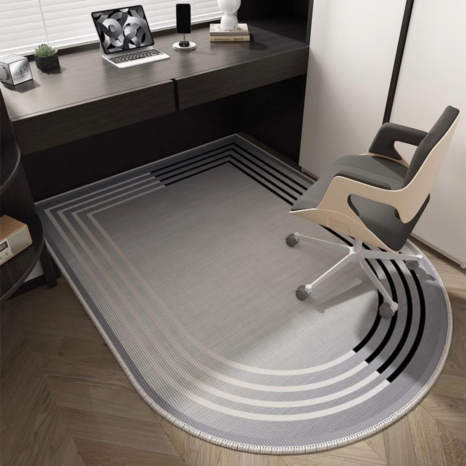 Odot Tappeto Sedia Parquet Gaming Studio Grigio Tappeto Salvapavimento Antiscivolo Protettore del Pavimento Tappetino per Sedia da Ufficio con Ruote per Parquet Piastrelle (Geometrico,120x180cm)