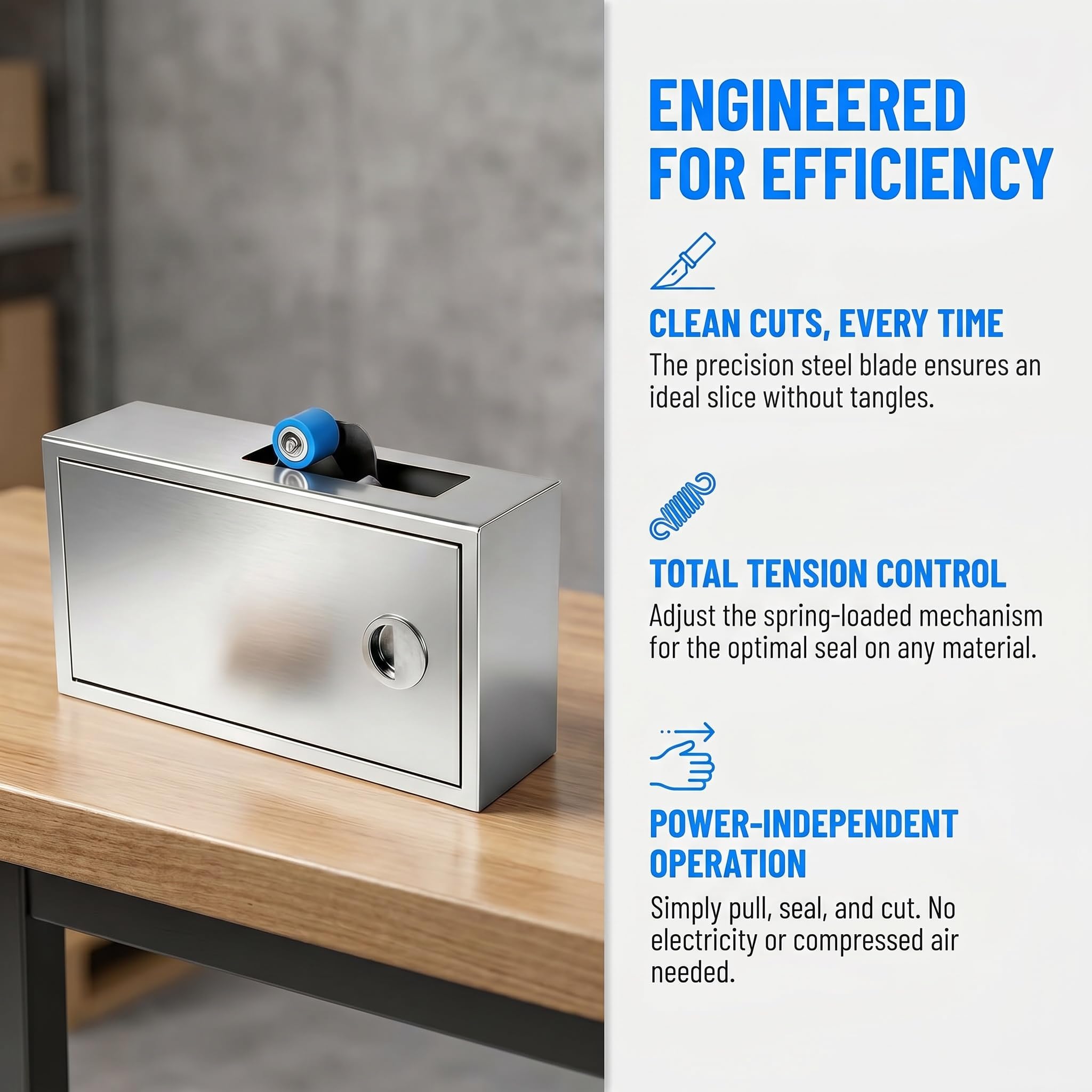 Distributeur de ruban adhésif manuel pour sceller les cartons, longueur réglable, pas d'électricité nécessaire, grande flexibilité pour la maison, la vente au détail, la nourriture et le textile