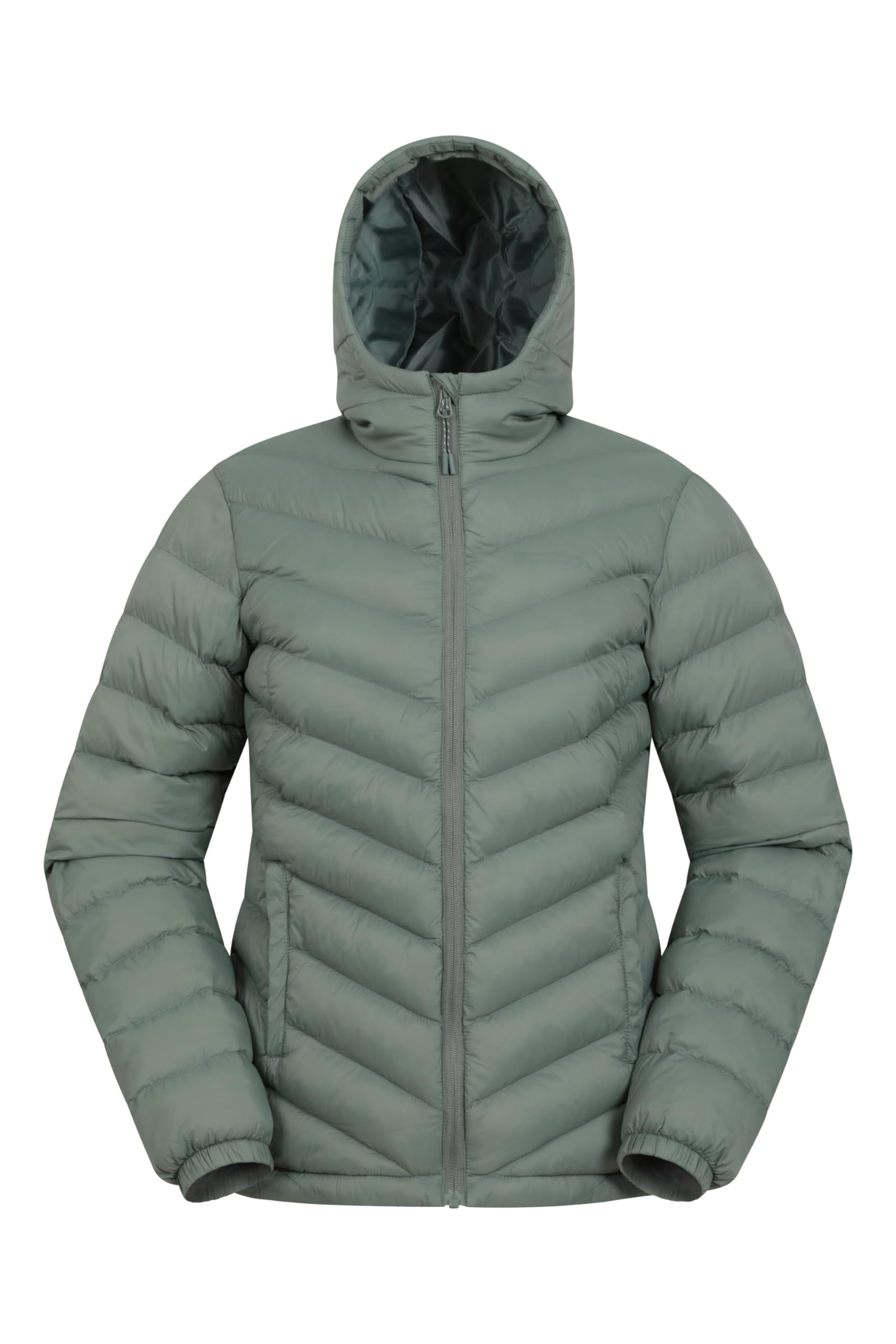 Mountain Warehouse Green Seasons Womens Padded Jacket - Water Resistant Ladies Coat, Warm, Front Pockets, Adjustable Elastic Cuffs & Hood - For Holidays, Travelling Women's Size 8