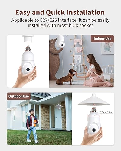 Miniatura 2 de Cámara de seguridad con bombilla de 2K 2.4GHz,Cámara de seguridad inalámbrica de seguimiento de movimiento de 360 en el exterior,Cámara de visión