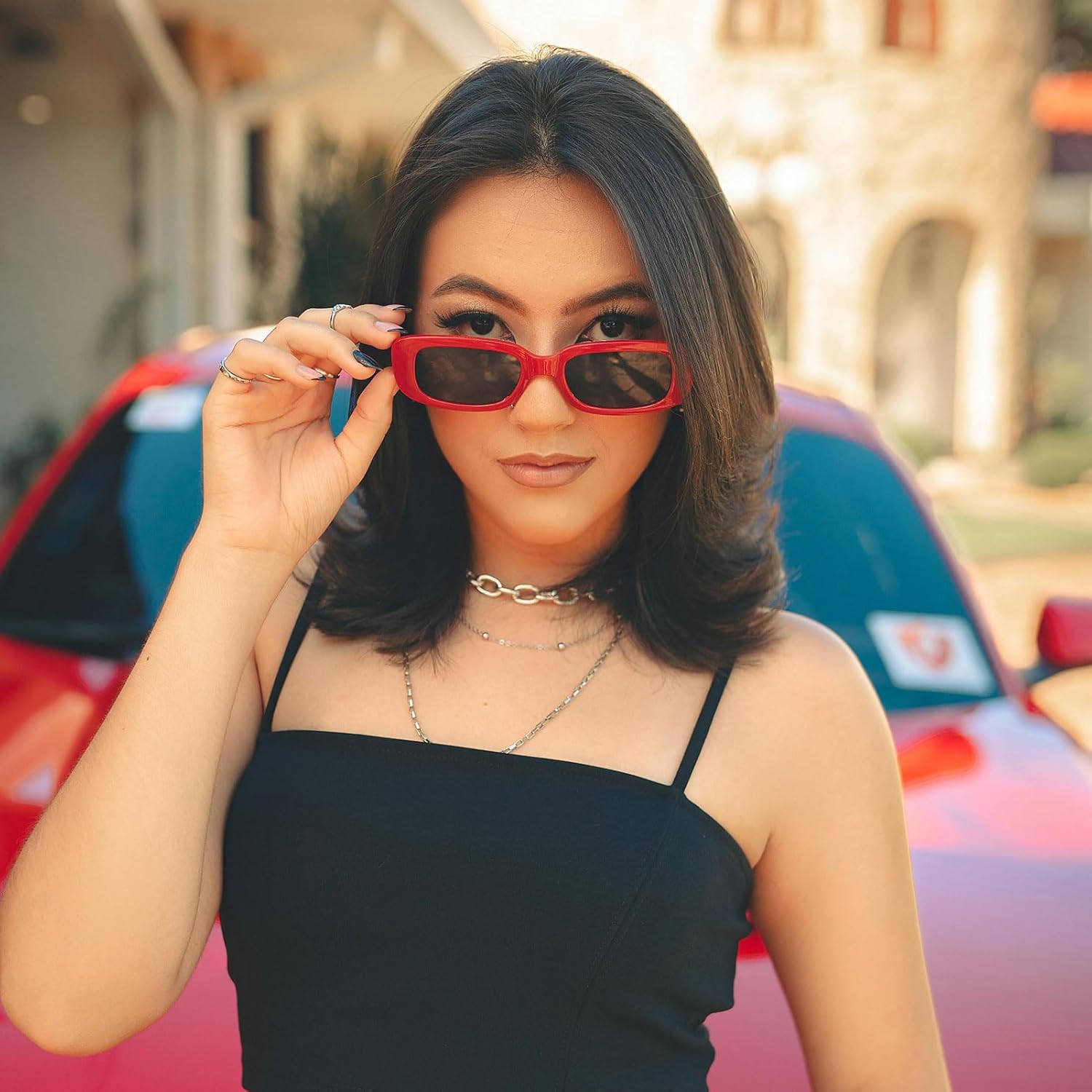 Pibupibu 8/20 Pack Colorful Small Rectangle Party Sunglasses Bulk, Vintage Narrow Square Y2K Glasses for Women Men - Image 3