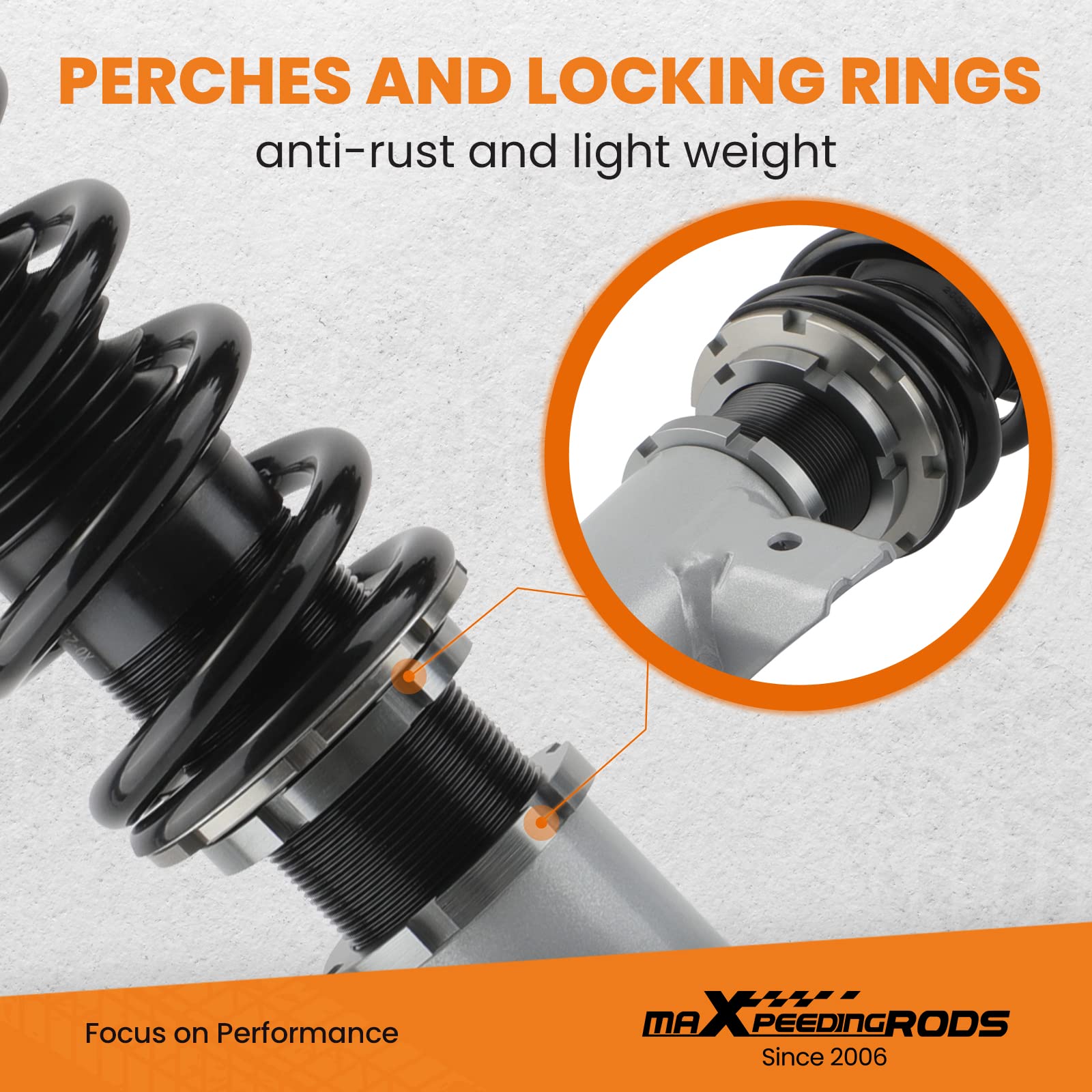 maXpeedingrods 4x Coilover, Amortiguador Roscado para BMW E36 Cabrio 320i 323i 325i 328i, Suspensión Regulable de 24 Niveles, 2 Delanteros y 2 Traseros de Resorte Helicoidal con Aleación de Aluminio