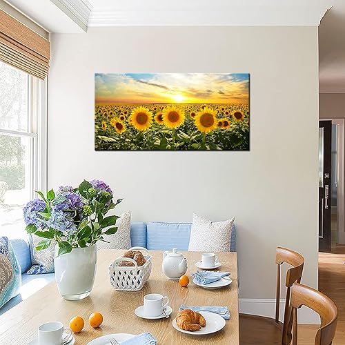 Miniatura 5 de Biuteawal Lienzo impreso con diseño de girasol, arte de pared, paisaje, paisaje, flores, campo, obra de arte, pintura moderna para el hogar, cocina,