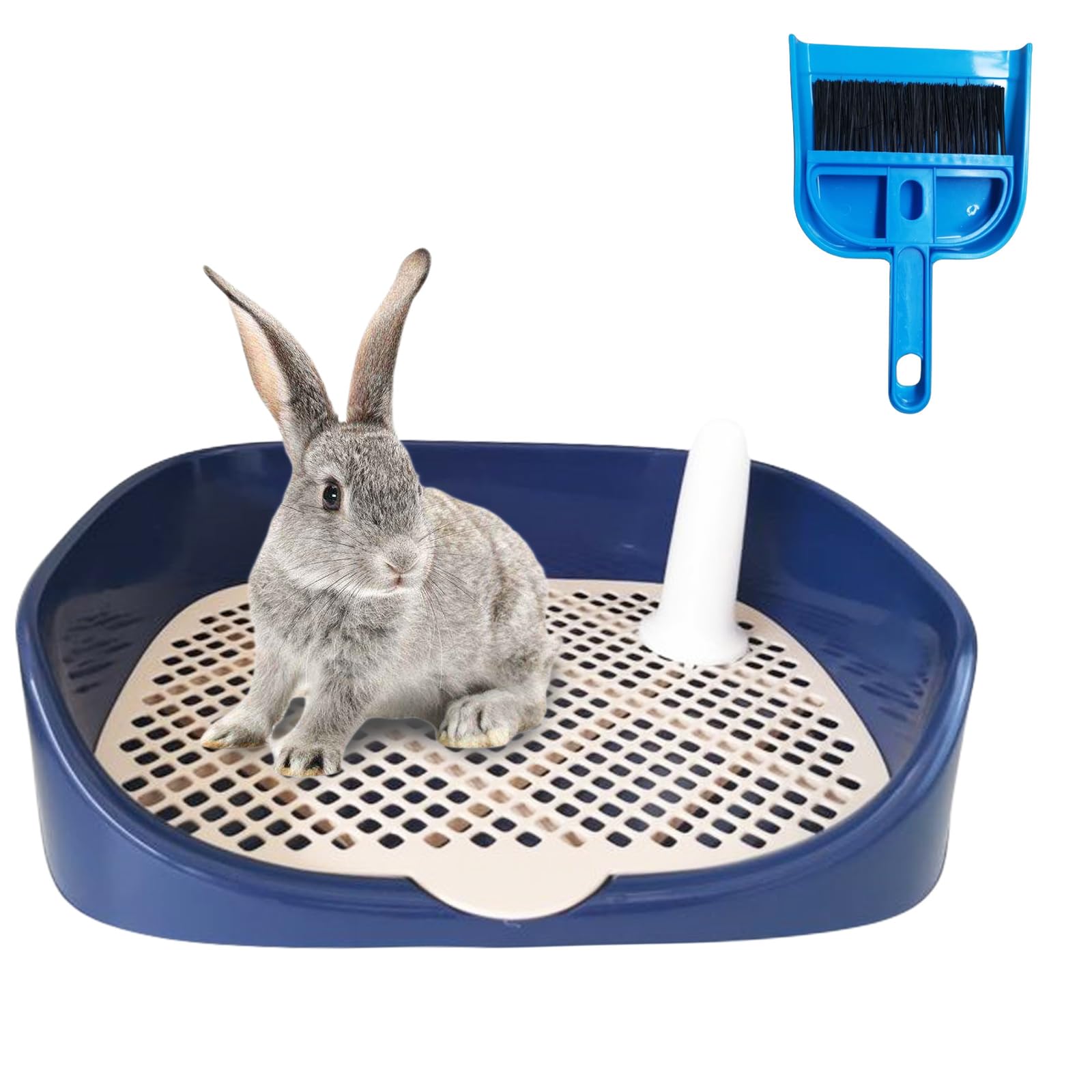 TfwadmxTfwadmx Rabbit Litter Box Guinea Pig Litter Box Pet Toilet Corner Pan Rectangle Potty Trainer for Guinea Pig, Ferret, Chinchilla and Other Animals(15.7" x 11.8" x 3.9",Blue)