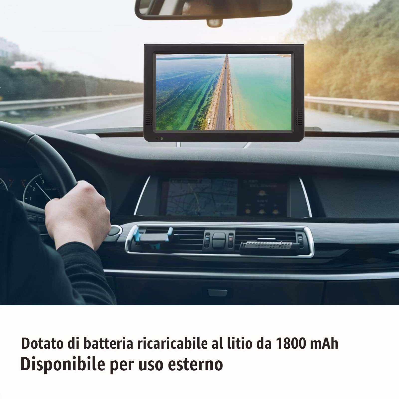 TV Digitale per Auto da 10 Pollici, TV Portatile Portatile, Lettore Video 1080P, Due Altoparlanti Rotondi da 32 MM con Ventosa e Caricatore per Auto da 12 V per Auto Campeggio Camera
