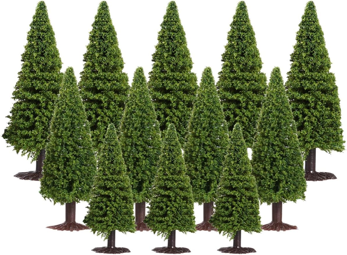 IMIKEYA 15pcs Model Trees Multi-Size Sand Landscape Diorama Trees Model Railway Scenery Accessories Miniature Cedar Trees for DIY Craft(1:100 |1:150 |1:200)