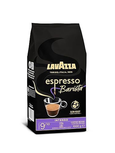 Lavazza, Espresso Barista Intenso, Café en Grano Natural Tostado, Ideal para Máquina de Café Espresso o Superautomática, con Notas Aromáticas de Cacao y Madera, Intensidad 9/10, Tueste Medio, 1 kg - Espresso Barista Intenso