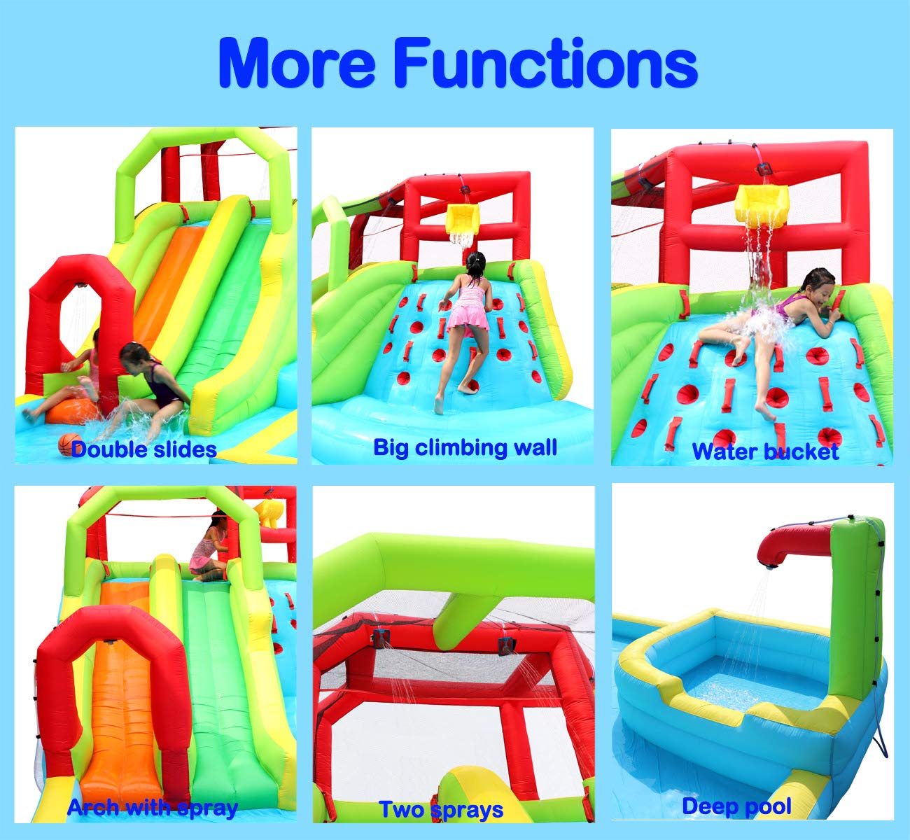 Buy WELLFUNTIME Inflatable Water Slide Park with Splash Pool Climb The