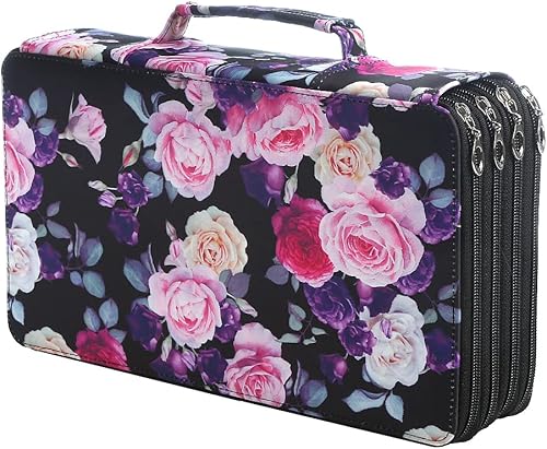 Lbxgap Estuche organizador portátil de colores, 103 ranuras individuales más grandes con capacidad para 300 lápices con patrón de impresión para