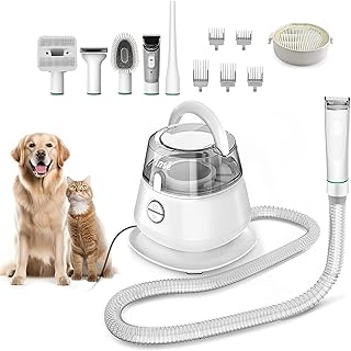 INSE Pet Grooming Vacuum, Dog Grooming Vacuum & Dog Grooming Kit Suction 99% Pet Hair, Large Dust Cup Pet Hair Vacuum with Clipper for Dogs, 5 Pet Grooming Tools for Shedding Pet Hair