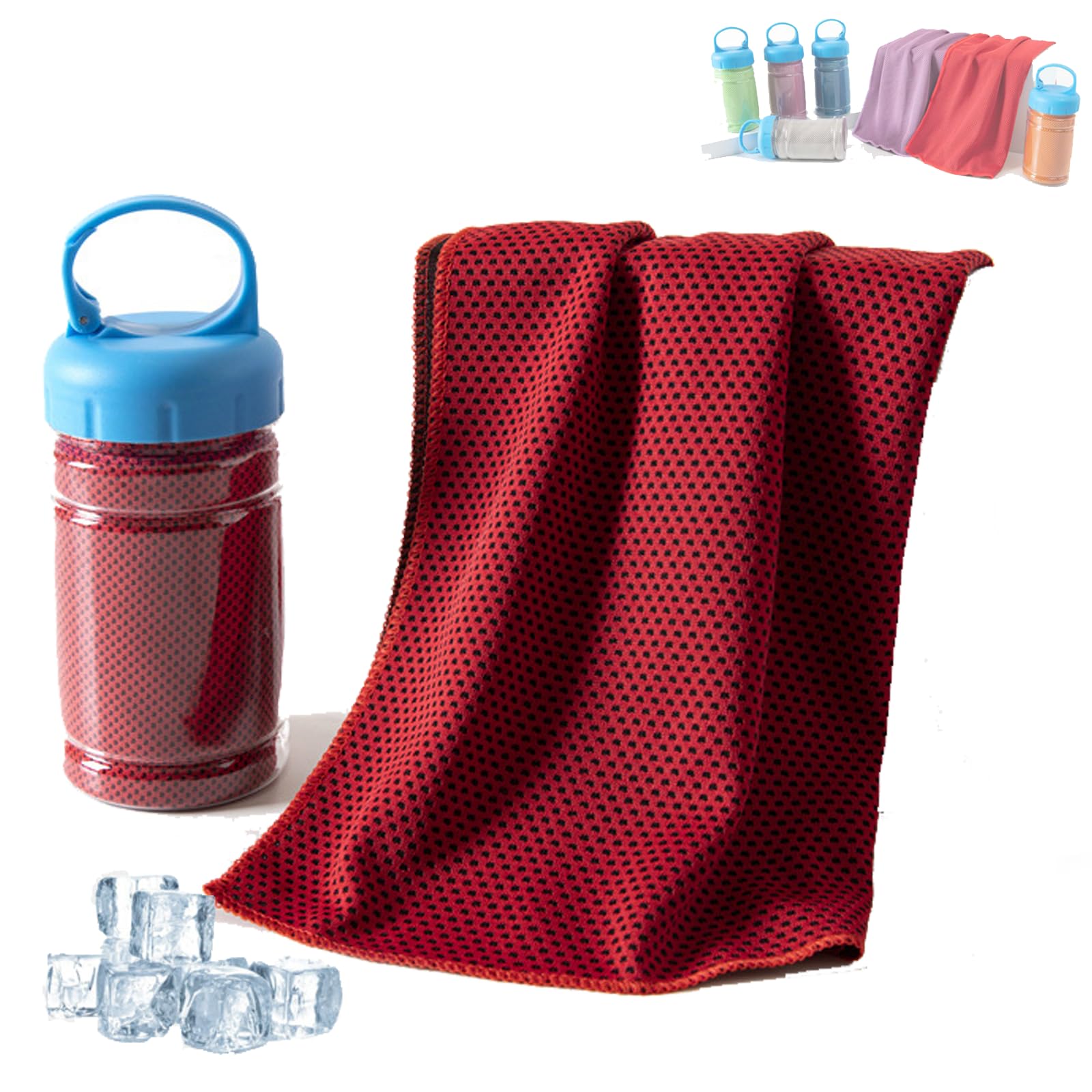 Ice Towel Cooling Towel, Cooling Towel In Bottle, Absorbent Quick-Drying Gym Cooling Towels, Cooling Bottle Cold Sweat Towel, Reusable Soft Absorbent Cooling Portable (Red,30 * 100cm)
