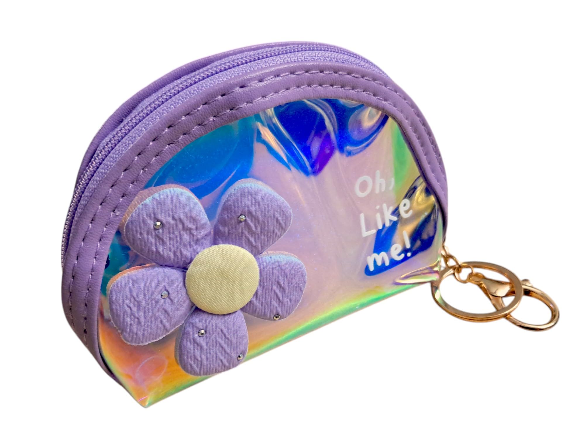 technochitra Flower Dreams Holographic Mini Coin Pouch Keychain for Fashion-Forward Girls & Women-picture-10