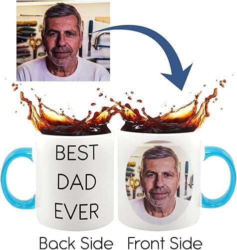 Vista 24 de Taza de café personalizada con foto, texto, imagen, nombre, regalos personalizados para el día del padre, padres, regalos de Navidad, taza de café