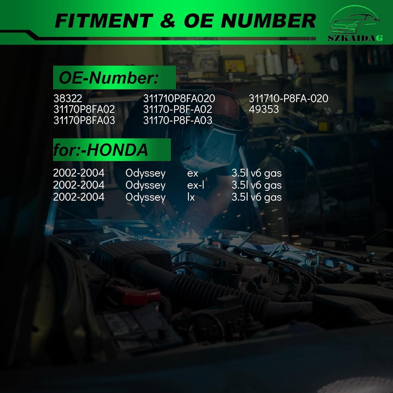 38322 Belt Tensioner Assembly with Pulley for:-Honda Odyssey 2002 2003 2004 3.5L, OE# 31170P8FA02 31170P8FA03 311710P8FA020 31170-P8F-A02 31170-P8F-A03 311710-P8FA-020
