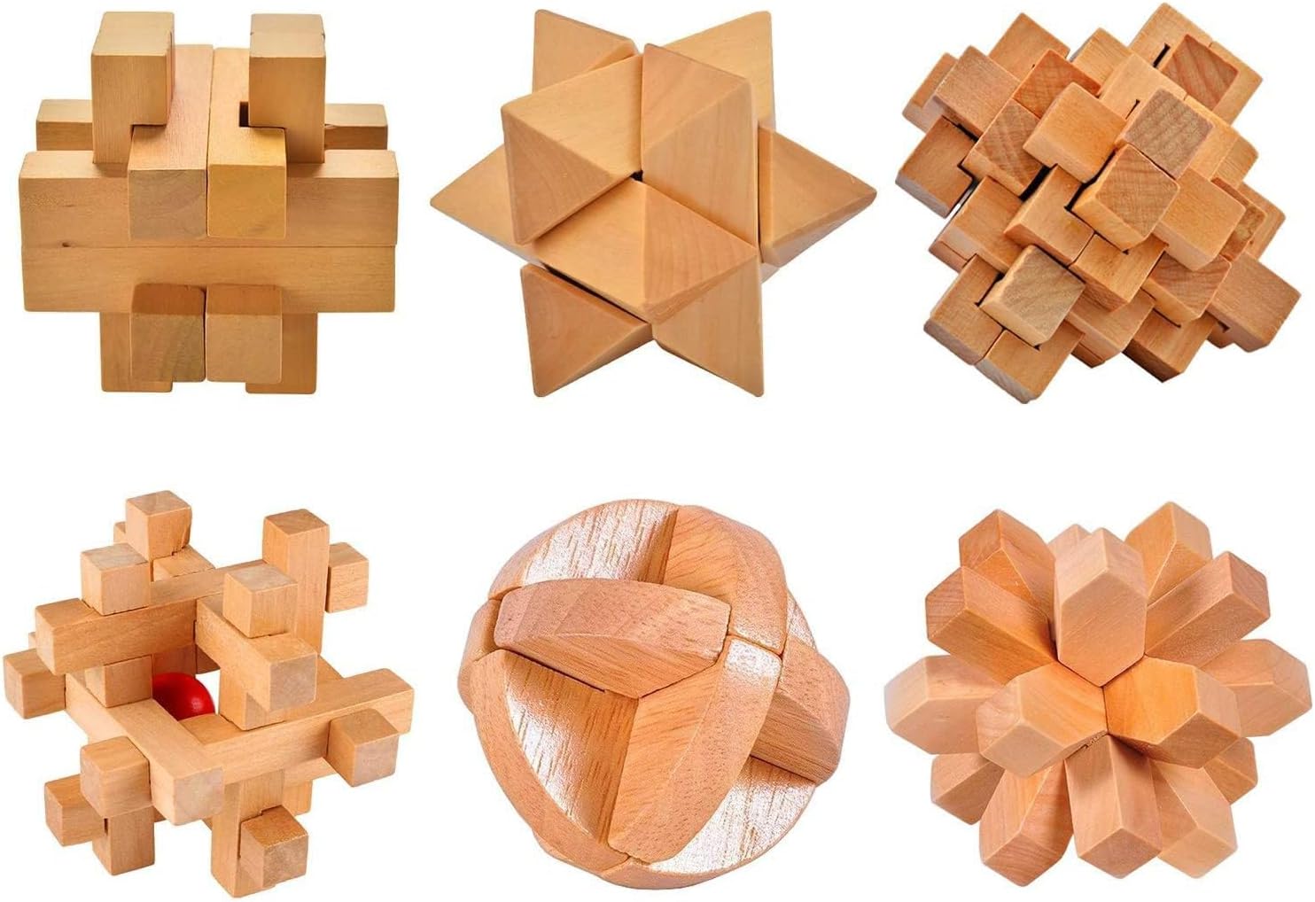 ULT-unite3D Wooden Cube Brain Teaser Puzzle