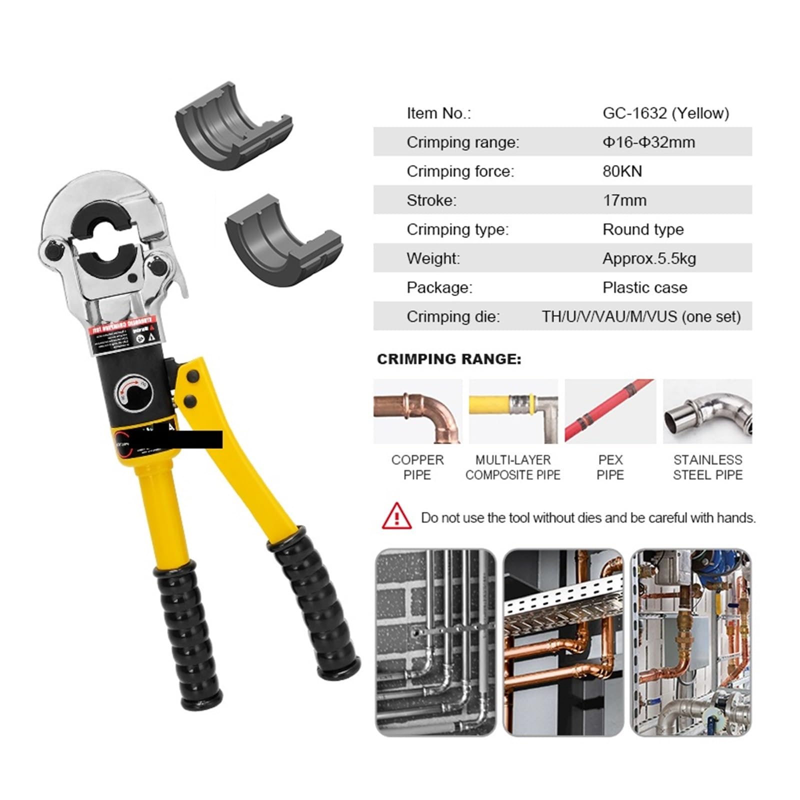Chwytaki pneumatyczne Hydrauliczne złączki do rur miedzianych do rur Pex Hydrauliczne narzędzie do zaciskania rur ze stali nierdzewnej ze szczękami TH UV VUS Prasa do miedzi Narzędzia hydrauliczne
