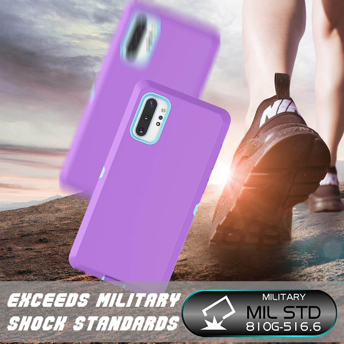 Galaxy Note 10 Plus Case, [Drop Protection] Full Body Shock Dust Absorbing  Grip Plastic Bumper TPU 3-Layers Durable Solid Phone Sturdy Hard Cases