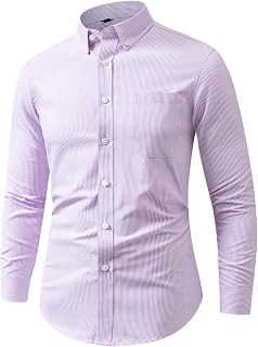 Mens Plus Size Button Down Shirts Long Sleeve Lapel Oxford Work Shirt Tops Stylish Business Regular Fit Tees M-5XL