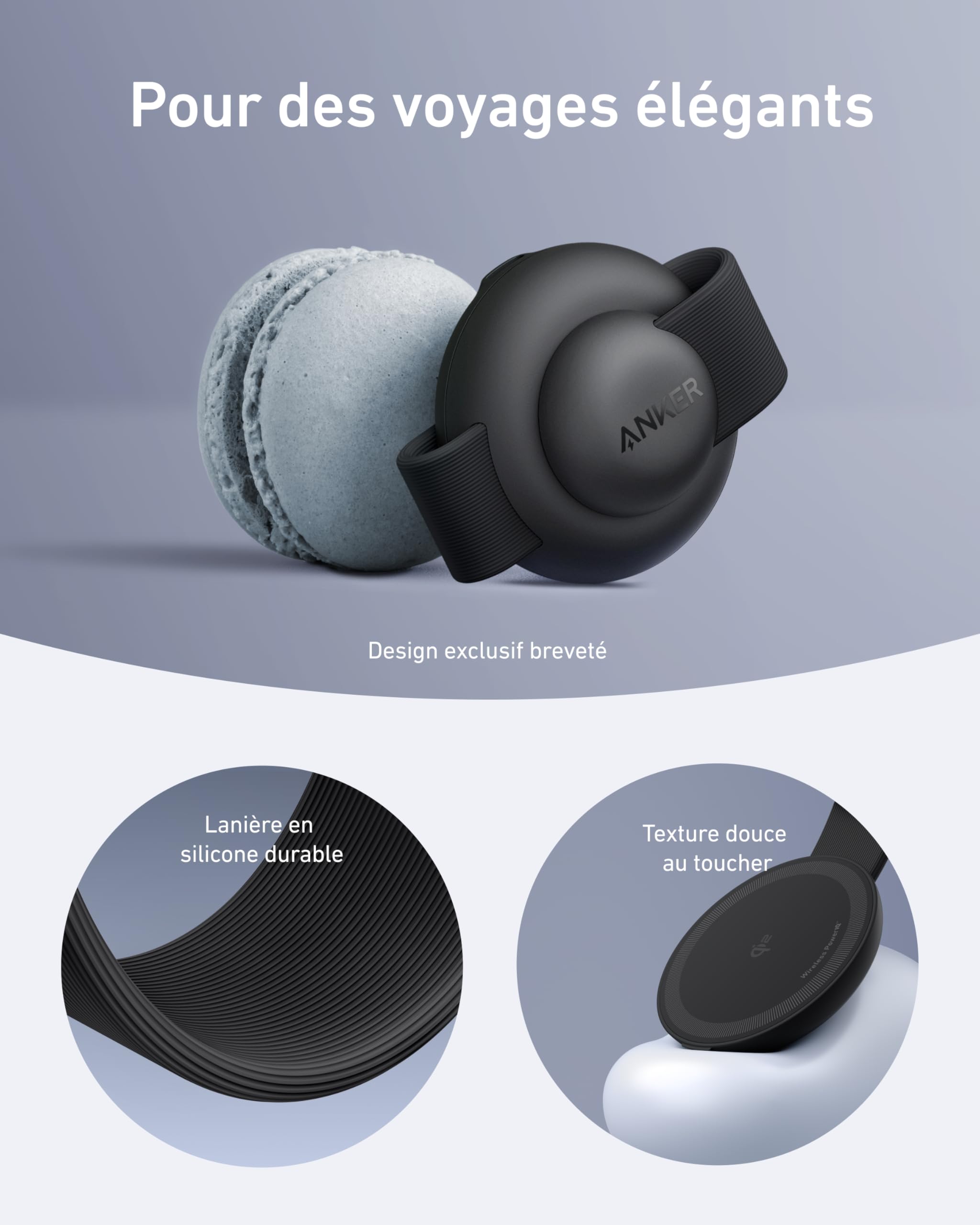 Anker Chargeur Induction iPhone Qi2 15W, Station de Recharge 3 en 1 Pliable, Compatible MagSafe pour Apple Watch, AirPods, iPhone 17/16/15 (Chargeur USB C Inclus)