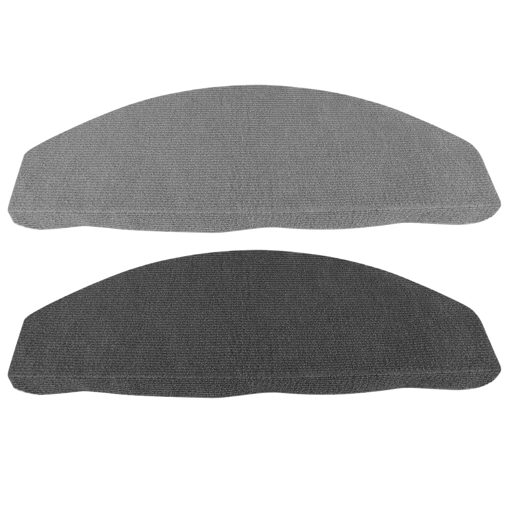 KEVO Set de 15 marchettes d'escalier Surface Confortable et antidérapante,Tapis d'escalier - Protection d'escalier Semi-Circulaire, antidérapant et - Tapis pour marches,65 * 21 * 4cm (Noir)