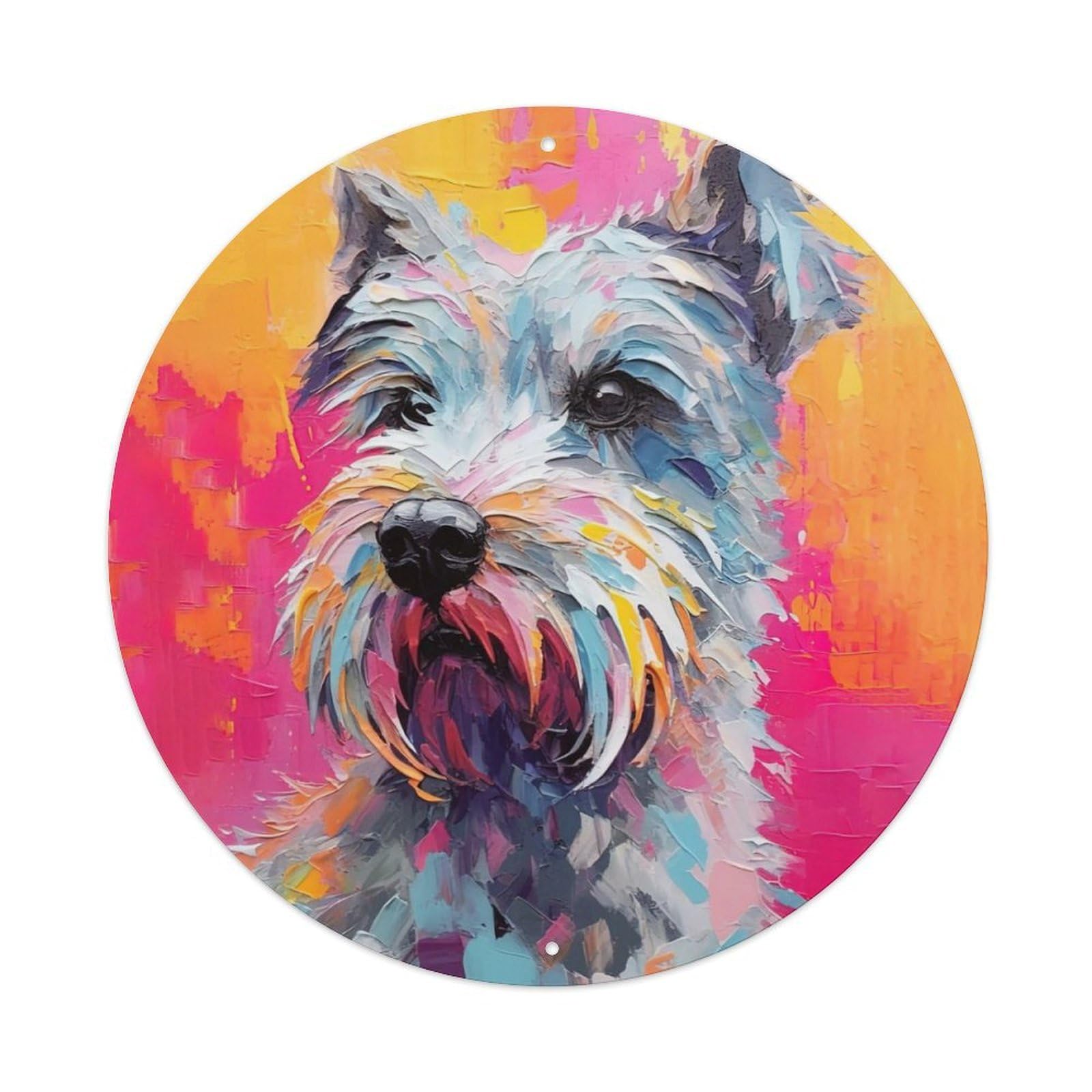 Standard Schnauzer Dog Oil Painting Style Metal Tin Sign