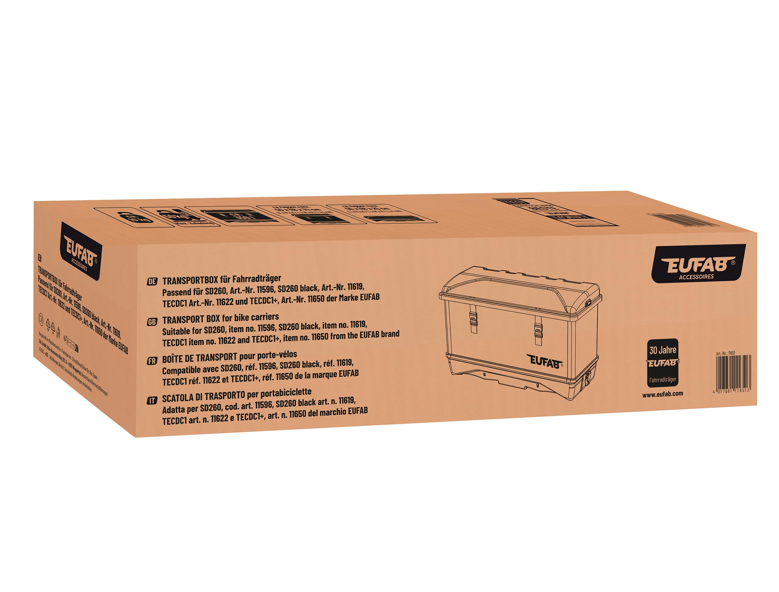 EUFAB 11651 Transportbox für Fahrradträger 350 l, Schwarz