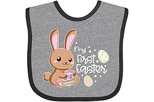 My 1st Easter with Cute Brown Bunny and Easter Eggs Baby Bib