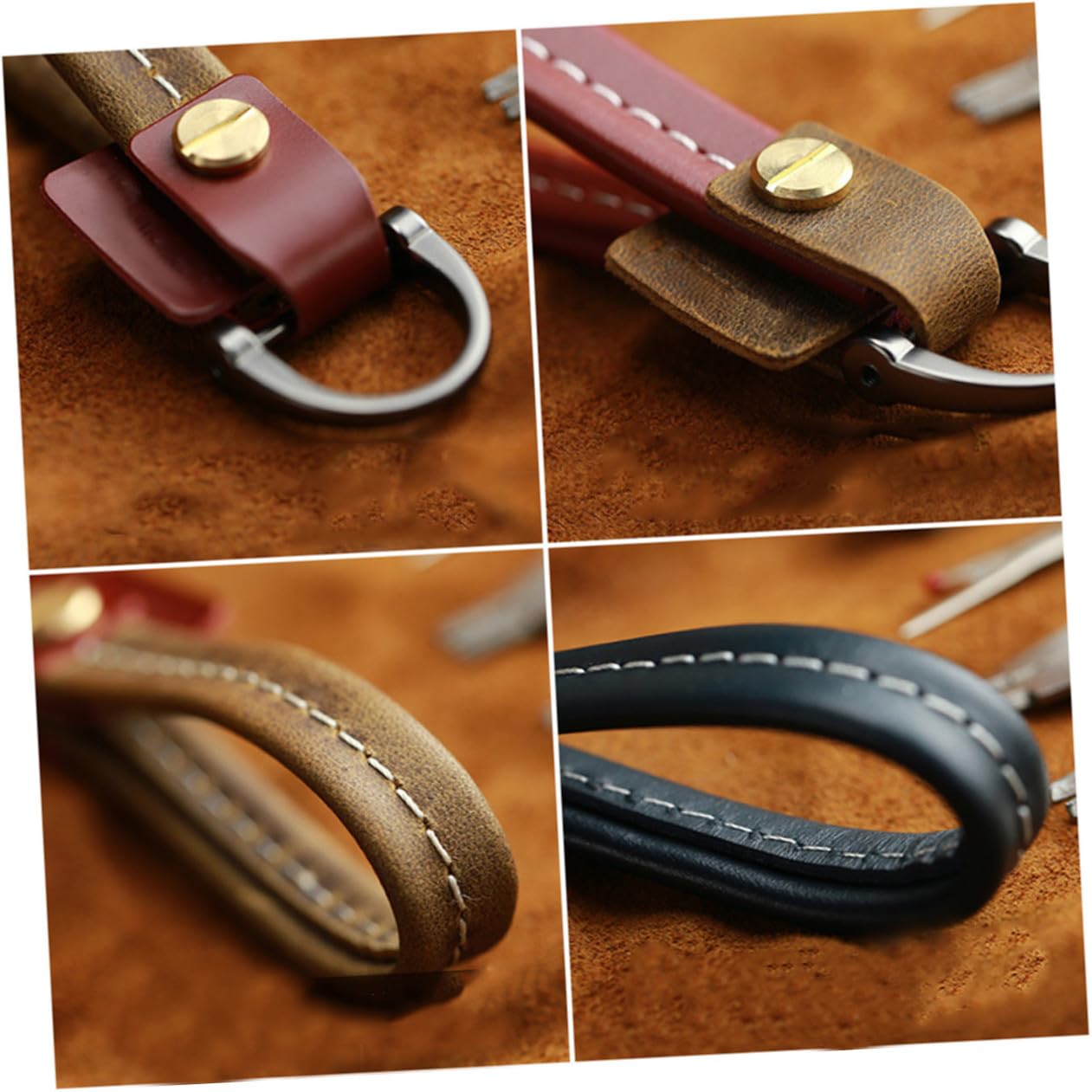 CALLARON 2St Vintage Leder Schlüsselanhänger Kamera-Lederband Auto-Schlüsselanhänger Schlüsselanhänger für Männer Schlüsselanhänger am Handgelenk ID-Karten-Schlüsselband Einfach Armband