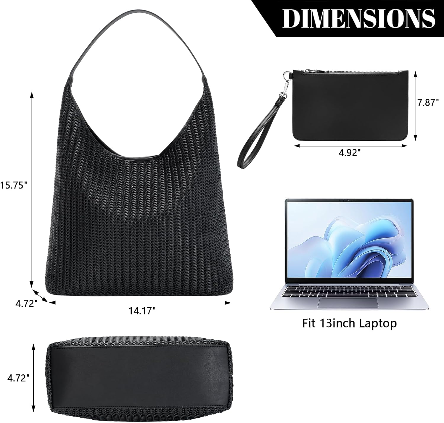 GOWIN Women's Trendy Woven ToteBag Shoulder Bags For Women Braided Hobo Purse Work Purses Handbag