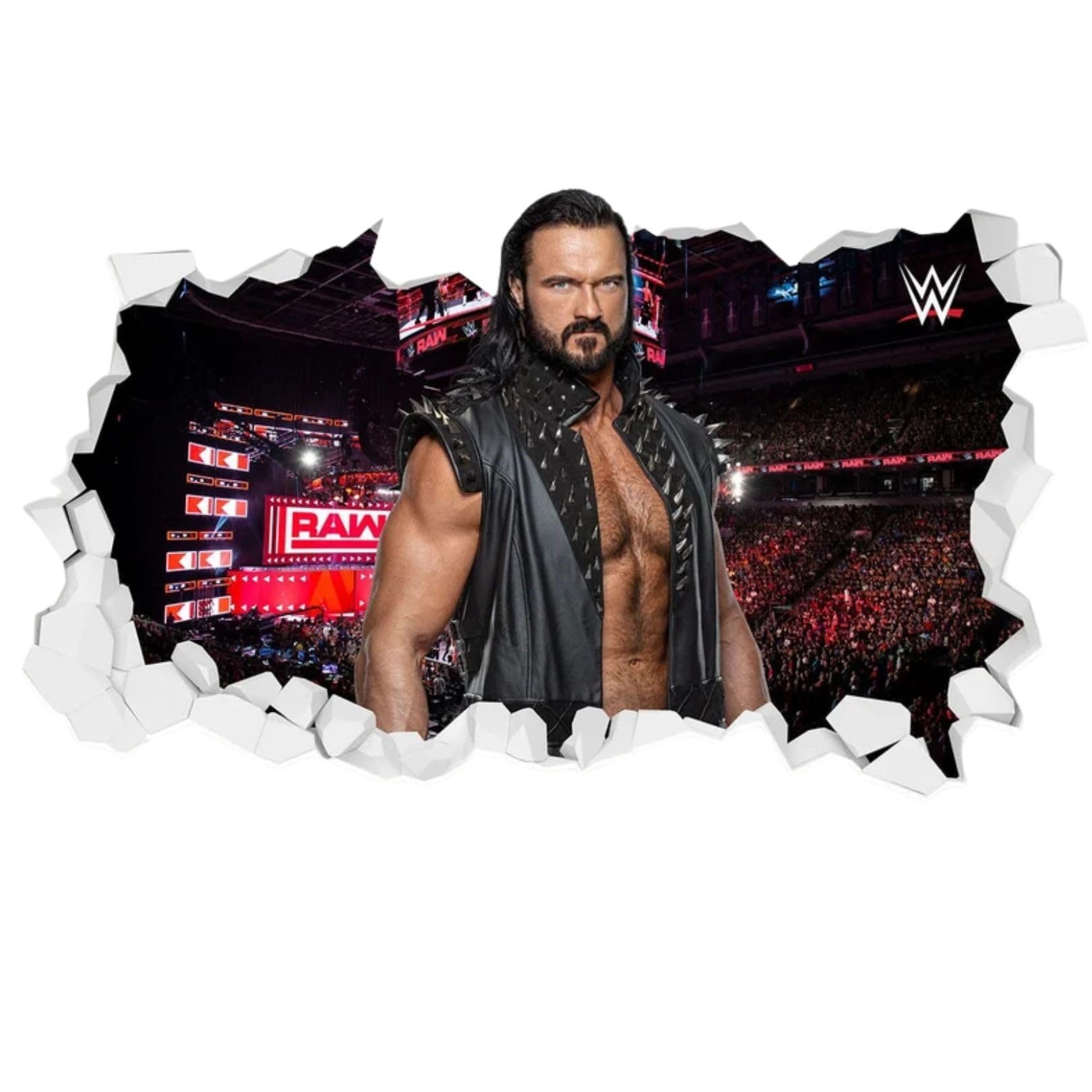 WWE Wall Sticker - Drew McIntyre Broken Wall Decal Vinyl Kids Mural Art Wrestling (90cm Width x 45cm Height)