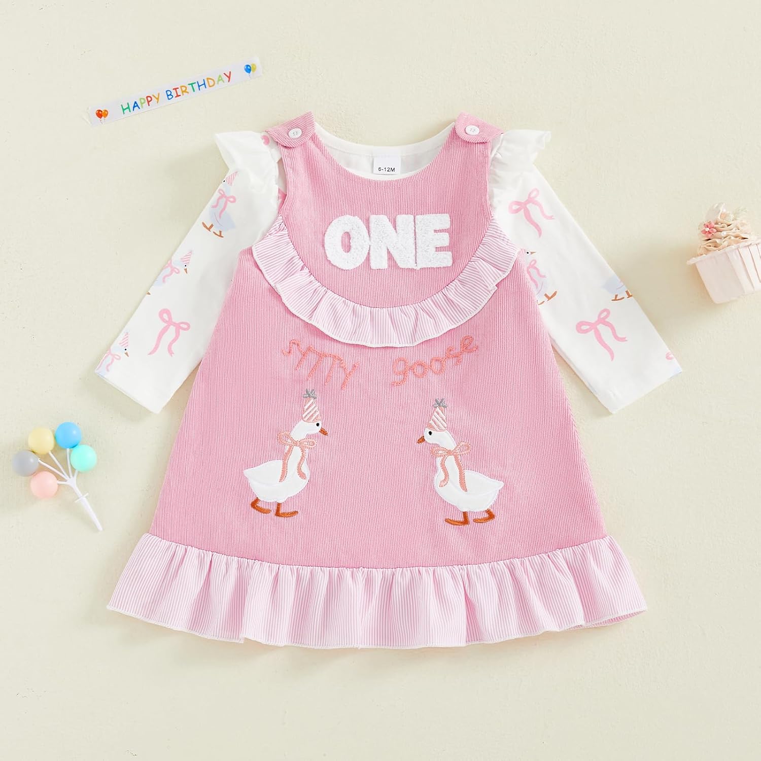 First Birthday Outfit Girl 1 Year Old Clothes Baby Girl One Silly Goose Romper Overalls Skirts Dress Clothes - Image 2