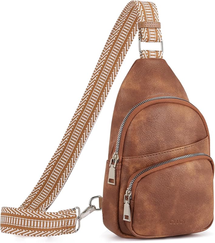 CLUCI Bolso bandolera para mujer, Riñonera de cuero vegano Bolsos cruzados para mujer, Bolso de pecho con correa para guitarra