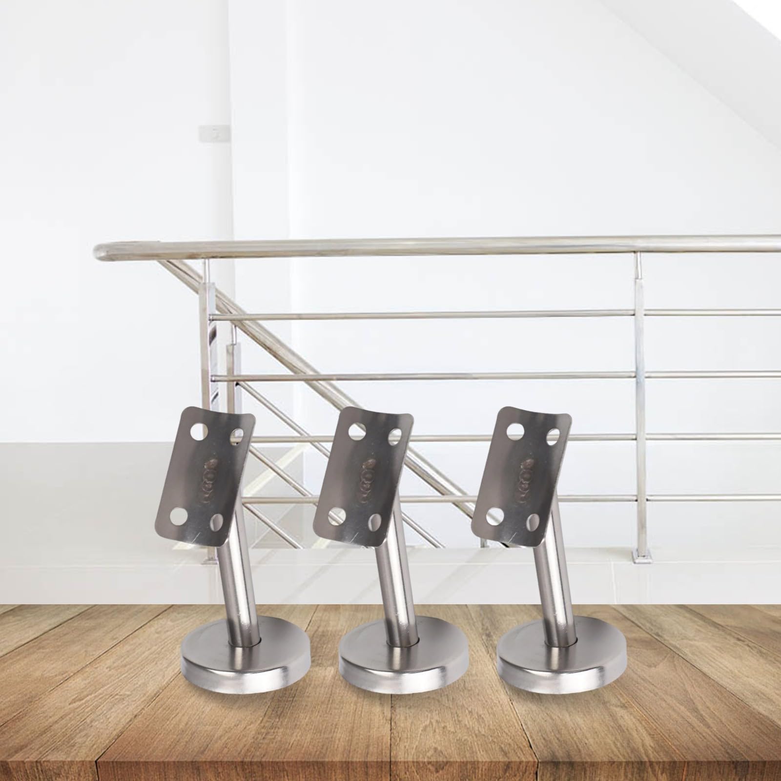 Soportes de soporte para pasamanos, 3 soportes de columna ajustables móviles, soporte de pasamanos de acero inoxidable 304, para escaleras seguras (80 mm-A)