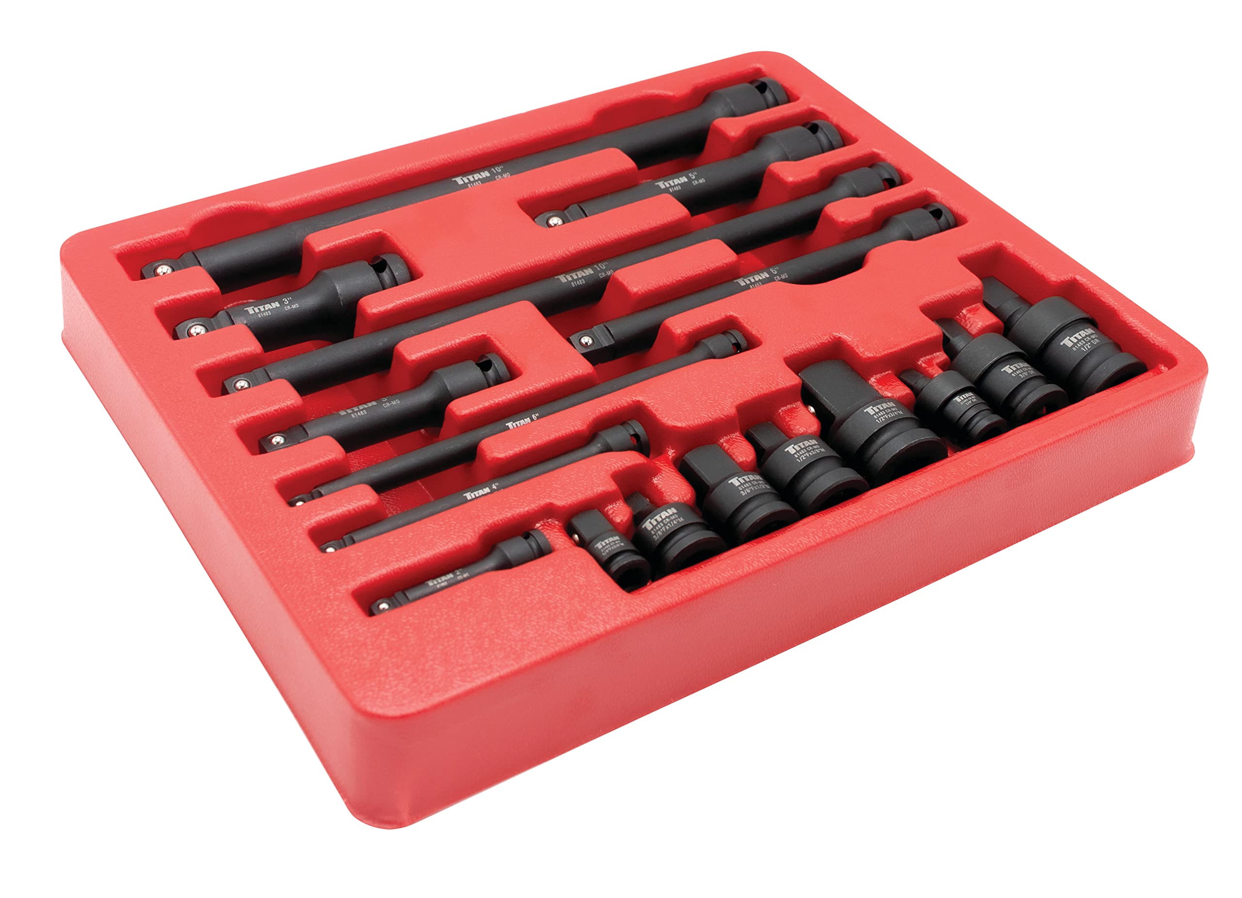 Coffret d'adaptateurs d'impact Titan Tools 81483 de 17 pièces pour serrage mécanique