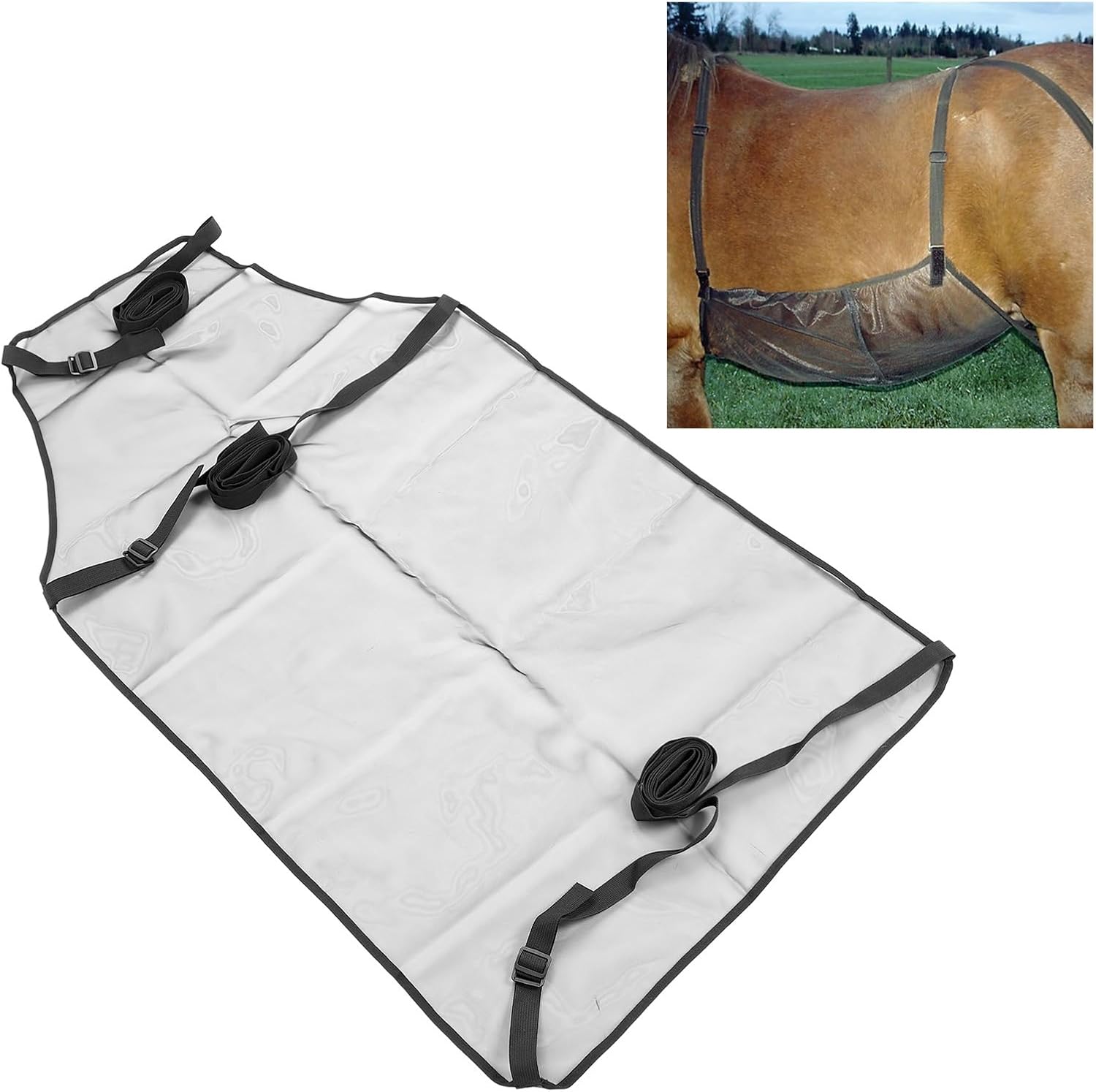 Fockety Horse Belly Guard, Comfortable Adjustable Horse Belly Protections Cover Foldable Horse Ride Fly Sheet Soft Breathable Lightweight Anti Scratch Belly Cover for Outdoor