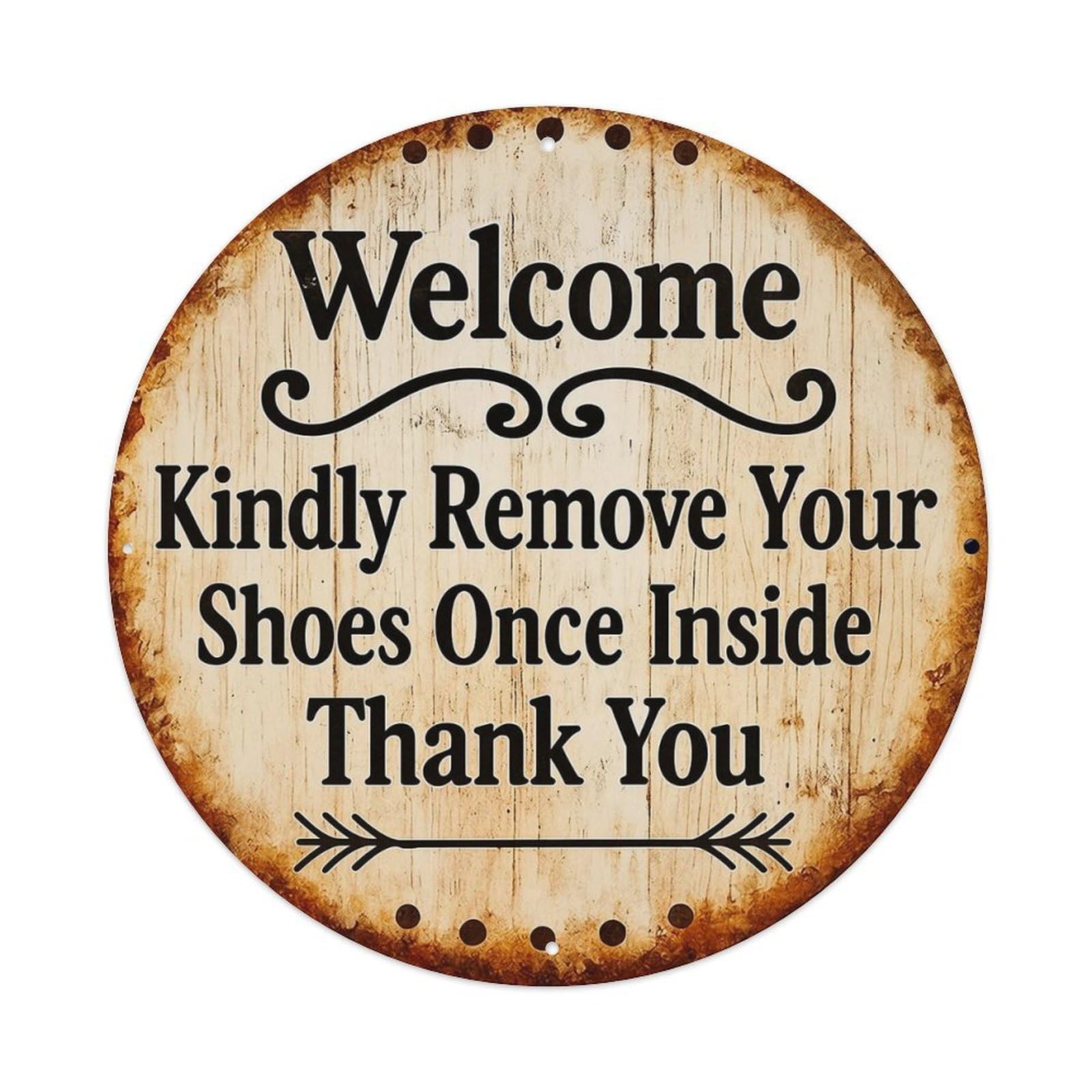 Welcome Remove Shoes Inside Thank Tin Sign Metal Poster Vintage Metal Signs for Home Man Cave Bar Cafe Kitchen laundry room Wall Decorations 8x8 inches