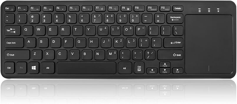 Adesso WKB-4050UB Wireless Keyboard with Built-in Touchpad, 24GHz RF Technology, Ultra-Slim Scissor Switch Keys, 30ft Range, USB Wireless Receiver