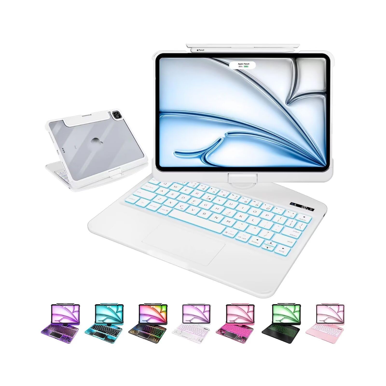 MAYDORHER for iPad Pro 13 Inch Keyboard Case, Cyberpunk High-tech 360° Rotating Style with Pressure Reduction Sound Effect for iPad Pro 13" (M4, 2024)