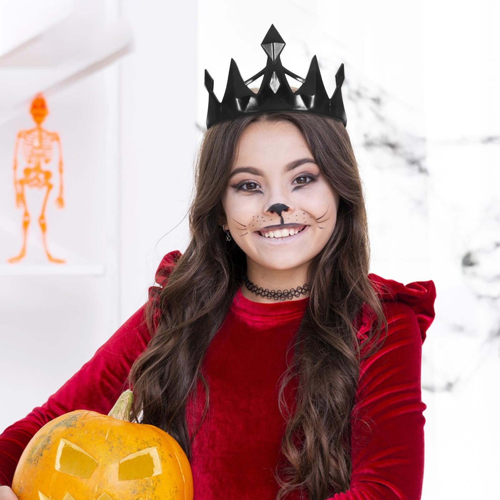 Healeved 4 Sztuki Metalowy Diadem Halloweenowy Chłopiec Dziewczynka z Cyrkoniami Gotycka Korona Królowej Cosplay i Imprezową Zabawę Trwała Kostiumowa Ozdoba Głowę Przedstawienia i