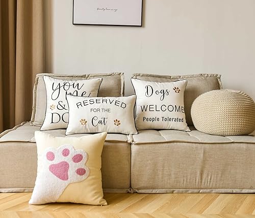 Miniatura 5 de Funda de almohada bordada, funda de almohada lumbar con divertido reservado para el gato de 12 x 20 pulgadas, solo funda