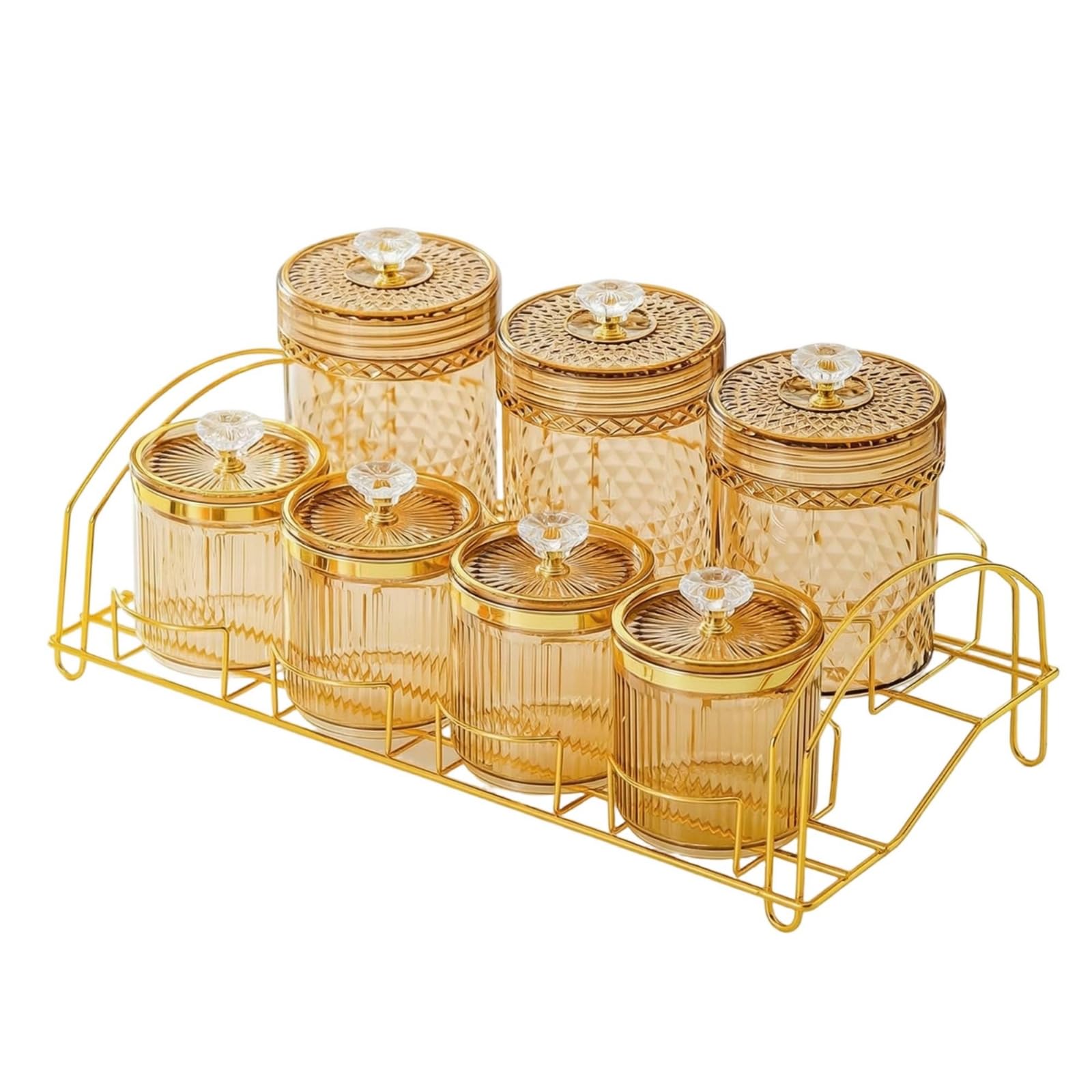 Gralara Barattoli con Supporto Riutilizzabili Barattoli con Coperchio Vuoti Contenitori Ermetici Coperchio per Piano Lavoro, Amber, Plum Blossom