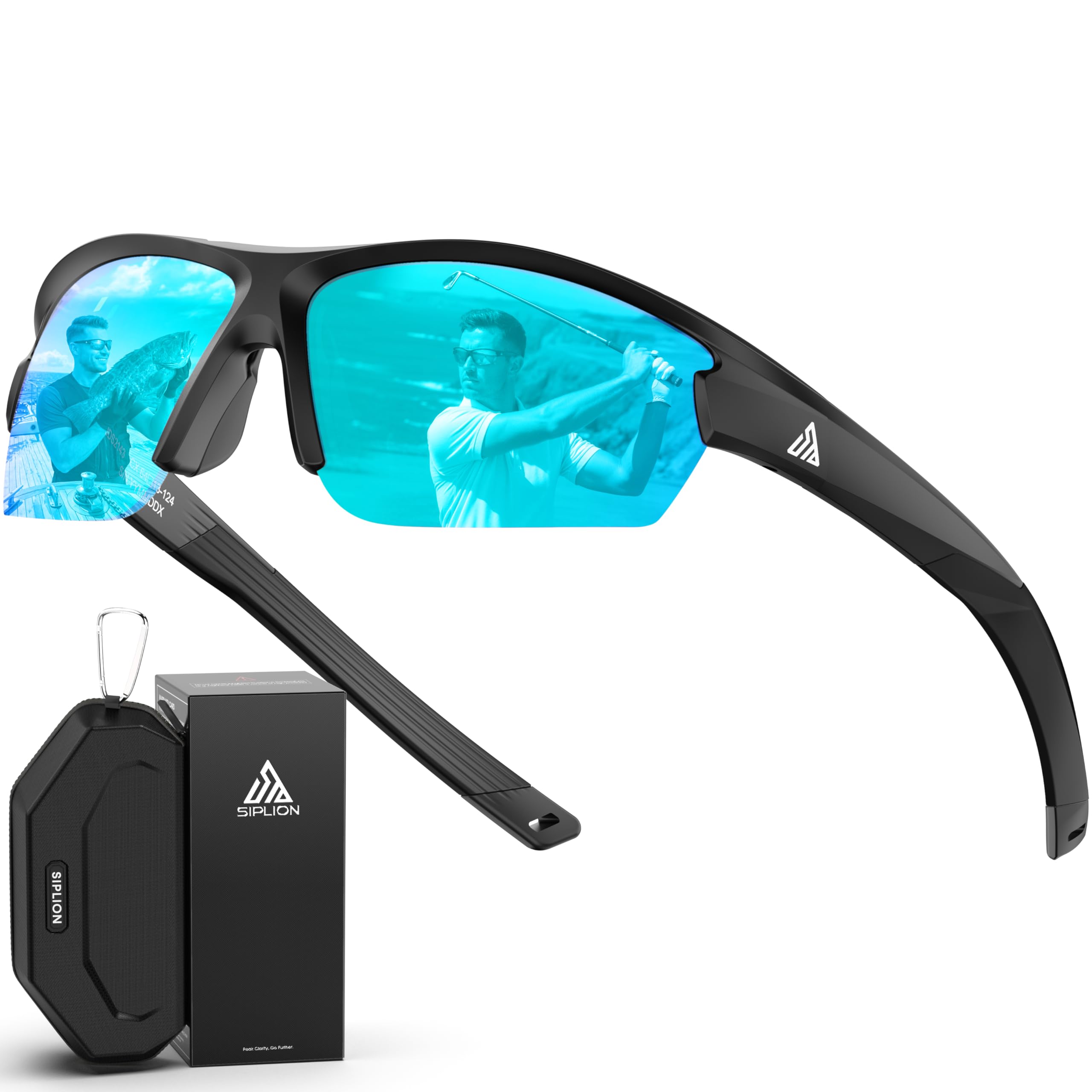 SIPLION Polarized Sunglasses Men Sports: Women UV400 Protection TR90 Frame Anti-Slip Wrap-Around for Driving Fishing Golf Running blue JDS2143 C3