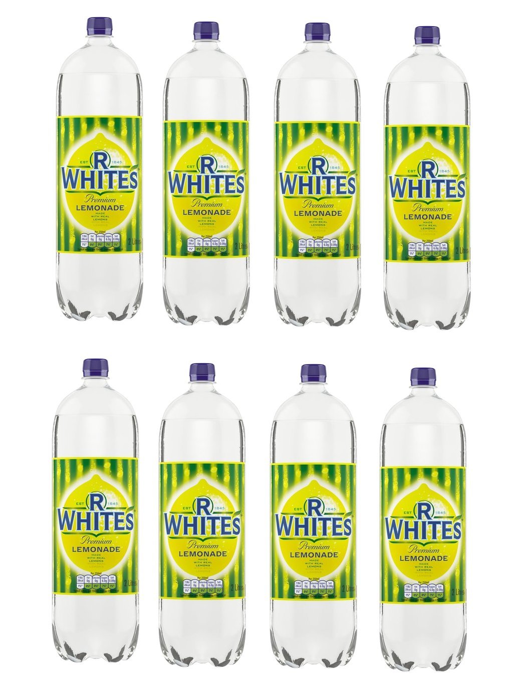 R Whites Lemonade 2L x 8 Total 16 Litre