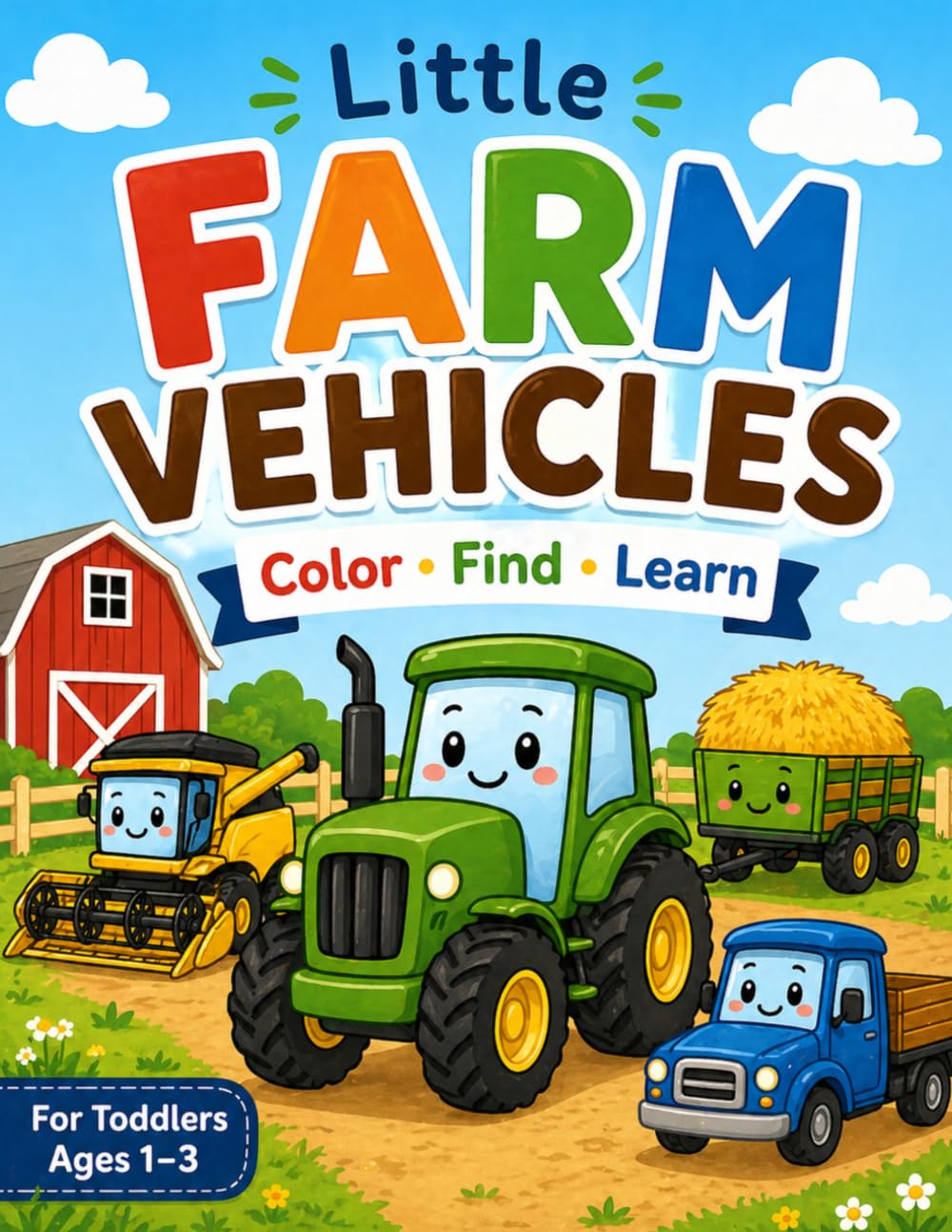 Little Farm Vehicles: A Color, Find, and Learn Activity Book for Toddlers Ages 1-3
