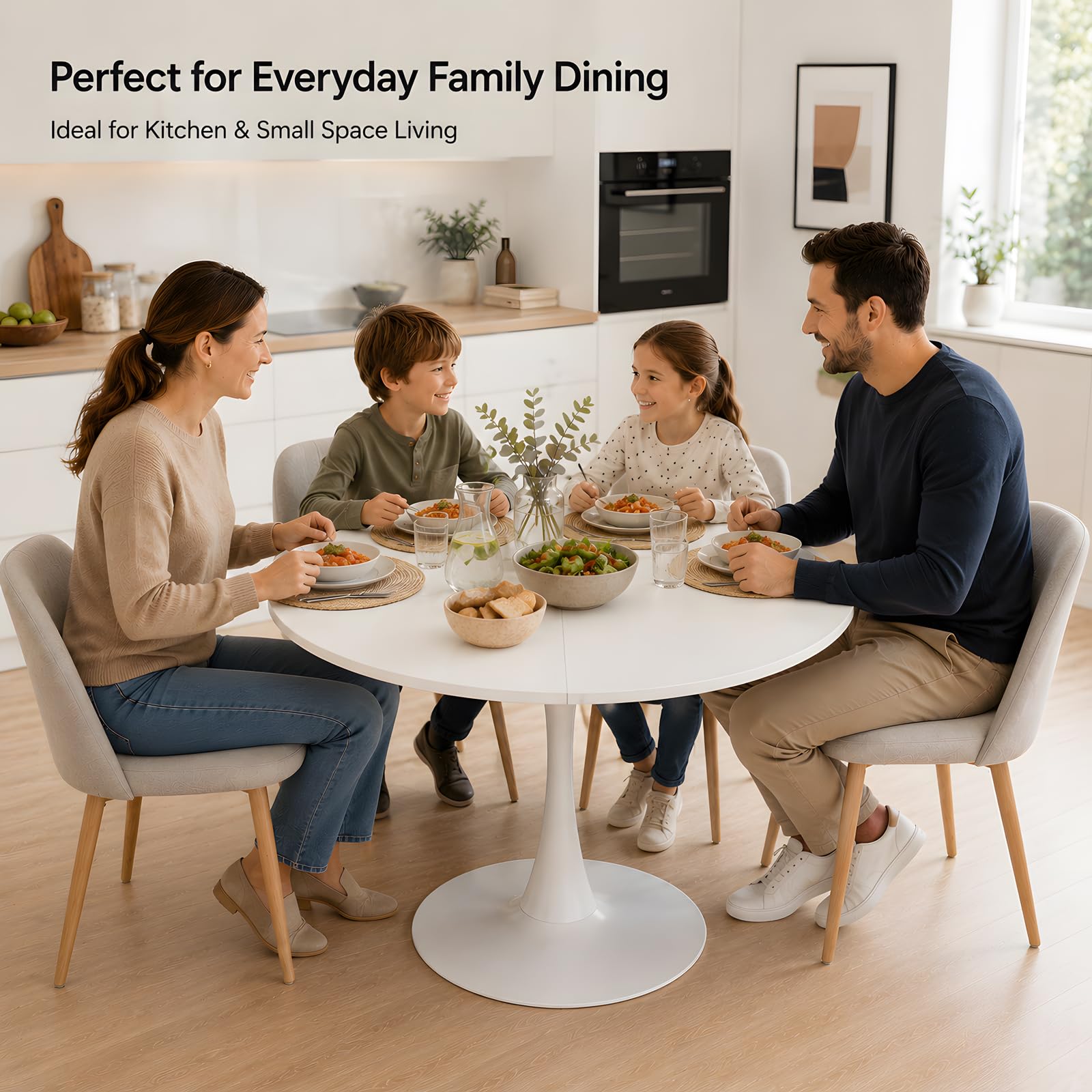 tavolo pranzo rotondo bianco 110 cm da cucina rotondo 4-6 posti, Tavolo da Cucina, Bistro e Conferenze